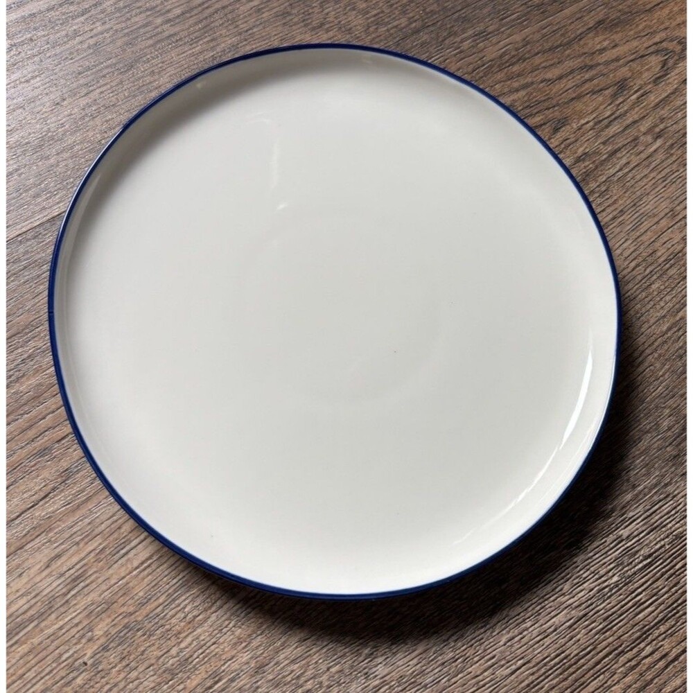 Canvas Home Abbesses Medium Plate Blue Rimmed Porcelain Plate, Set Of 4 NIB
